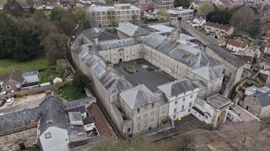 Disused Prison Shepton Mallet Somerset UK drone aerial view