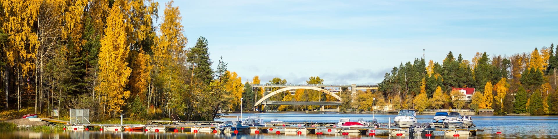 Boats docked in a beautiful lake view