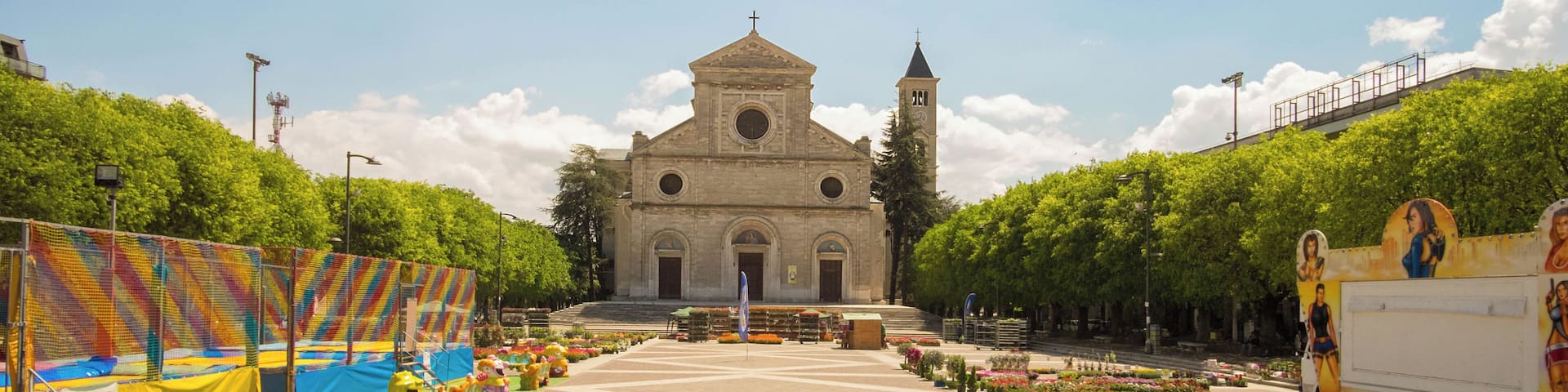 Cathedral of San Bartolomeo and Risorgimento square, Avezzano, Abruzzo, Italy