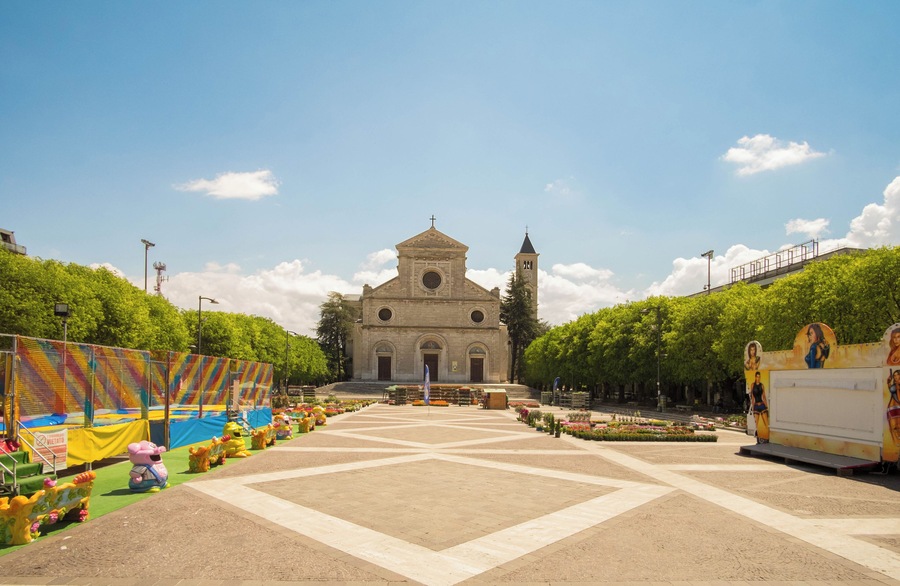 Cathedral of San Bartolomeo and Risorgimento square, Avezzano, Abruzzo, Italy