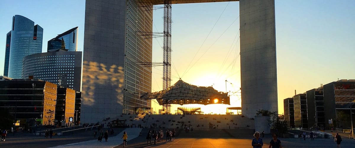 You can see the Grand Arch of La Défense towering over the business district from the Arc De Triomphe #grandarch #ladefense #businessdistrict #manmade #paris #france #lifeatexpedia