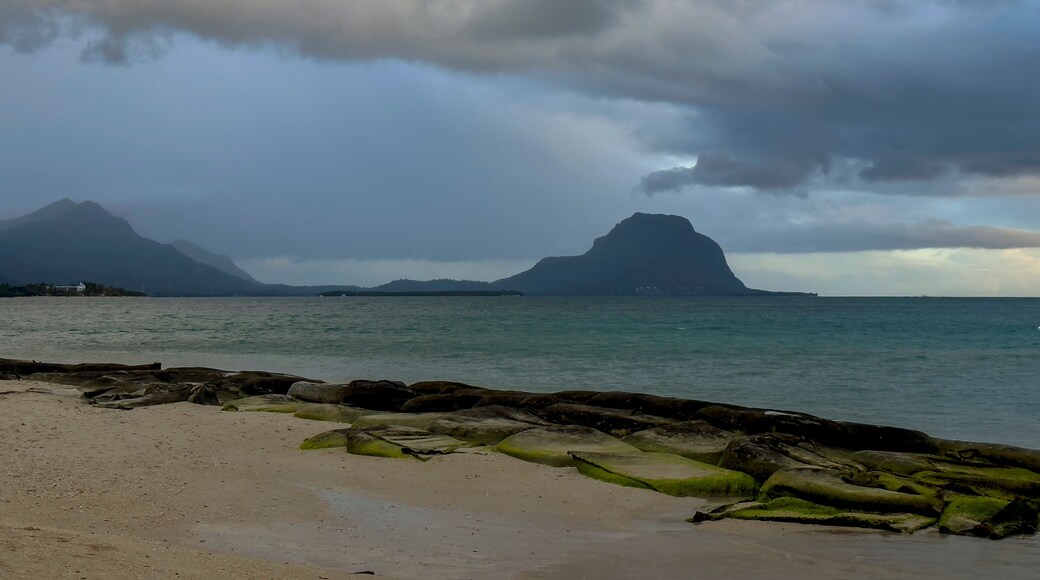 Spectacular clouds over Le Morne Brabant as seen from La Preneuse beach in Mauritius