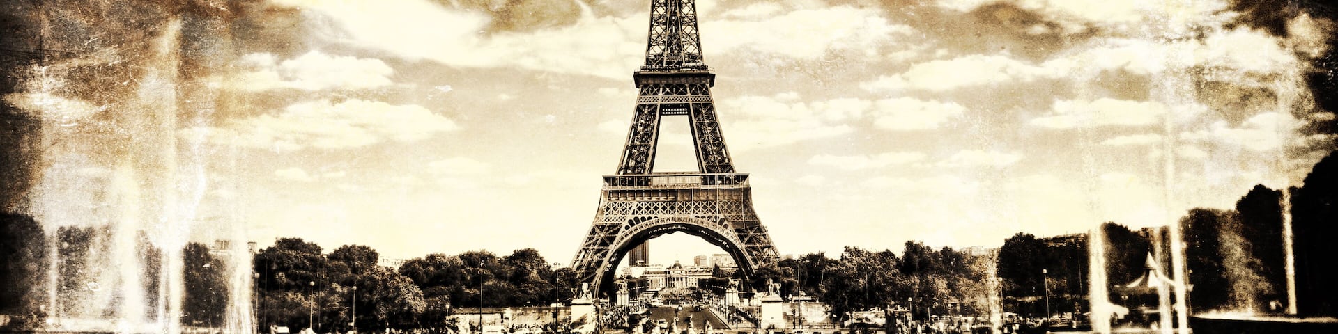 Aged vintage retro picture of Tour Eiffel in PAris