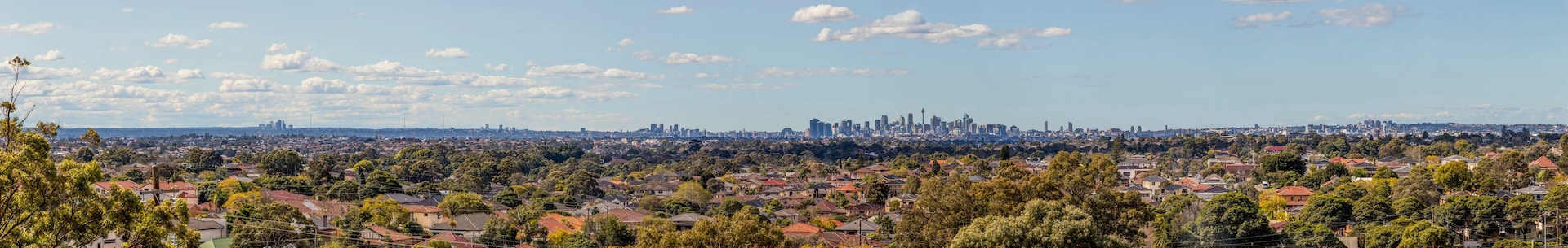 Sydney City Skyline and Suburbs Panorama from South West, Hurstville