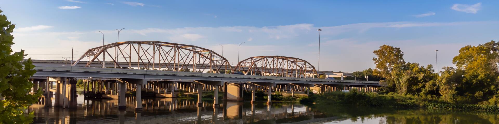 The Bevil Jarrell Memorial Bridge across the San Jacinto River in Humble, Texas.