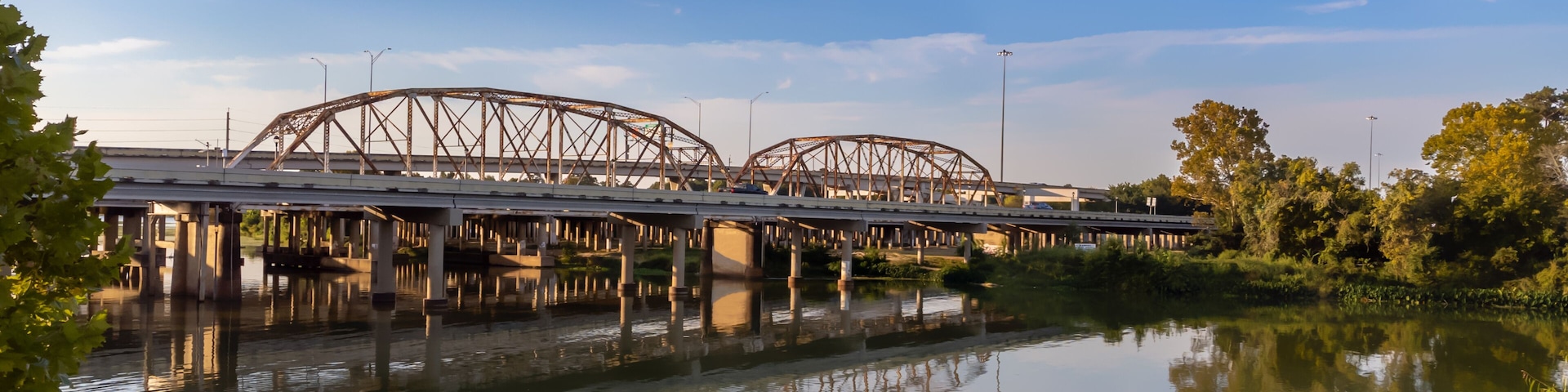 The Bevil Jarrell Memorial Bridge across the San Jacinto River in Humble, Texas.