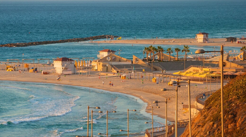 Sunset over the beach Sironit in Netanya in Israel