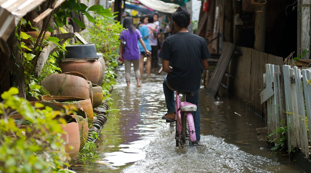 Koh Kret bevat straten, fietsen en een klein stadje of dorpje