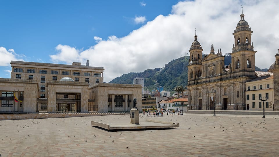 Bolivar Square with Cathedral and Colombian Palace of Justice - Bogota, Colombia