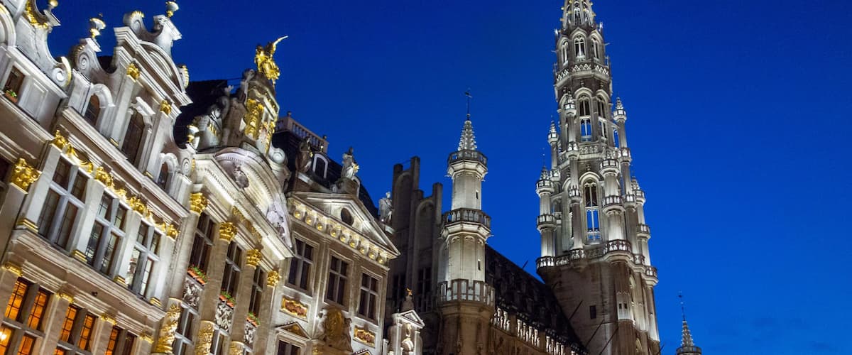 Brussels featuring heritage architecture and night scenes