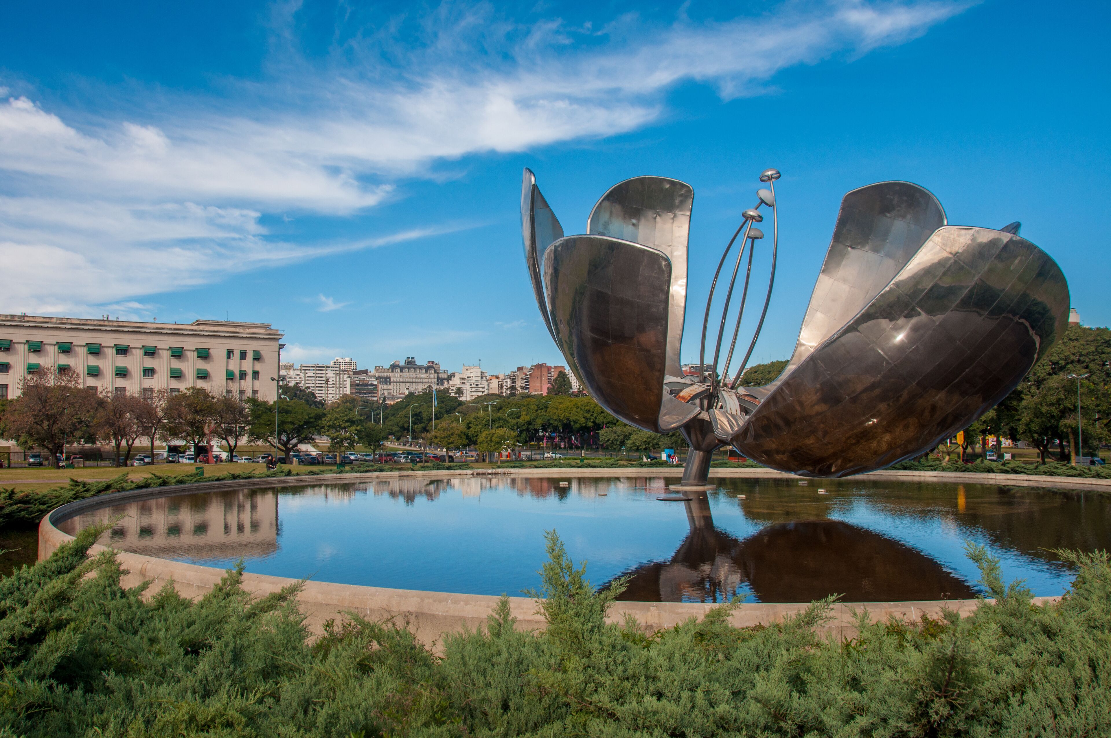 Giant flower (Floralis Generica) in Buenos Aires, Argentina.