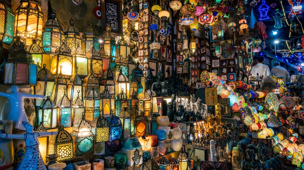 A densely packed market with various colorful lanterns and intricate designs.
