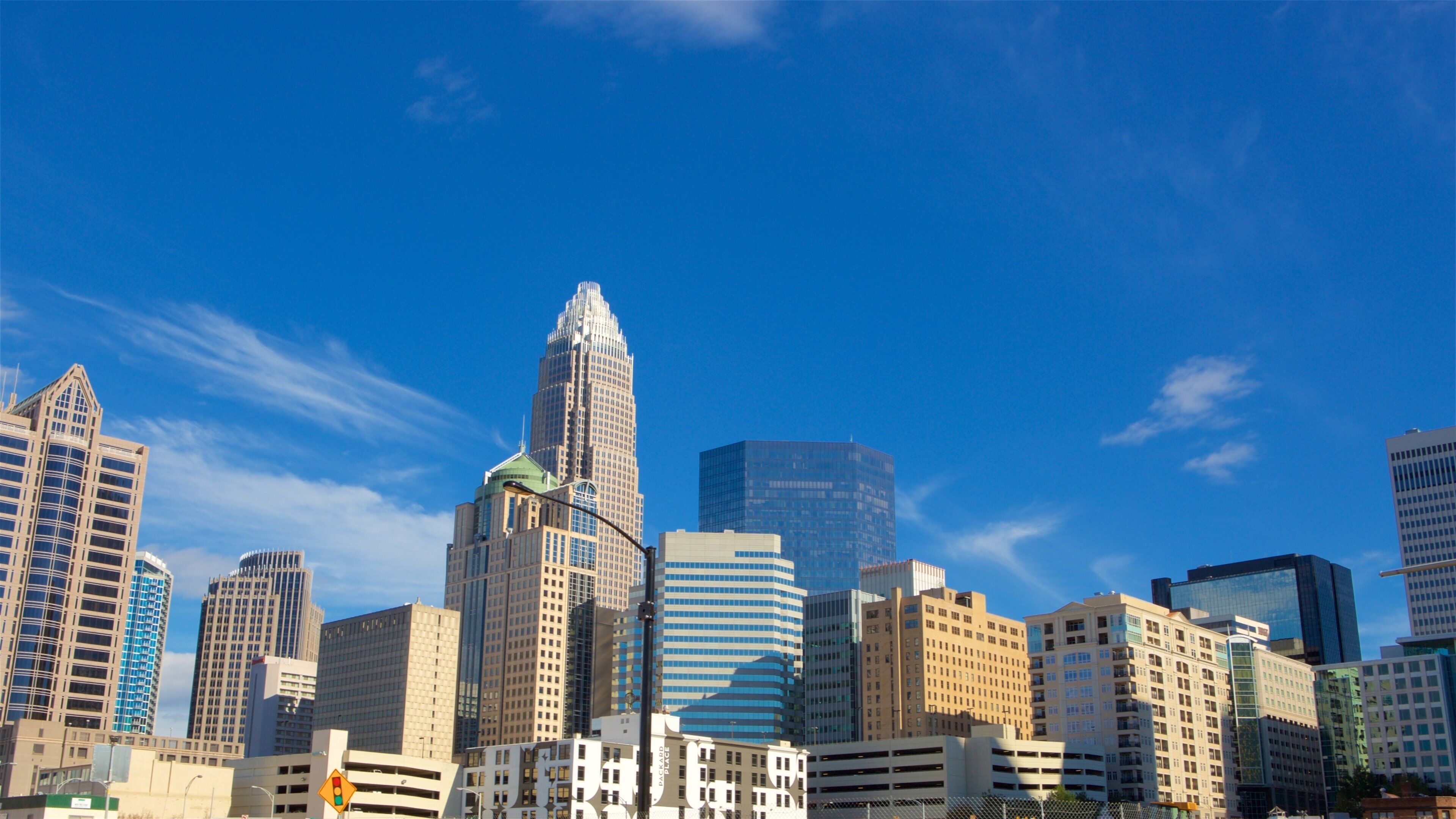 Charlotte showing a high-rise building and a city