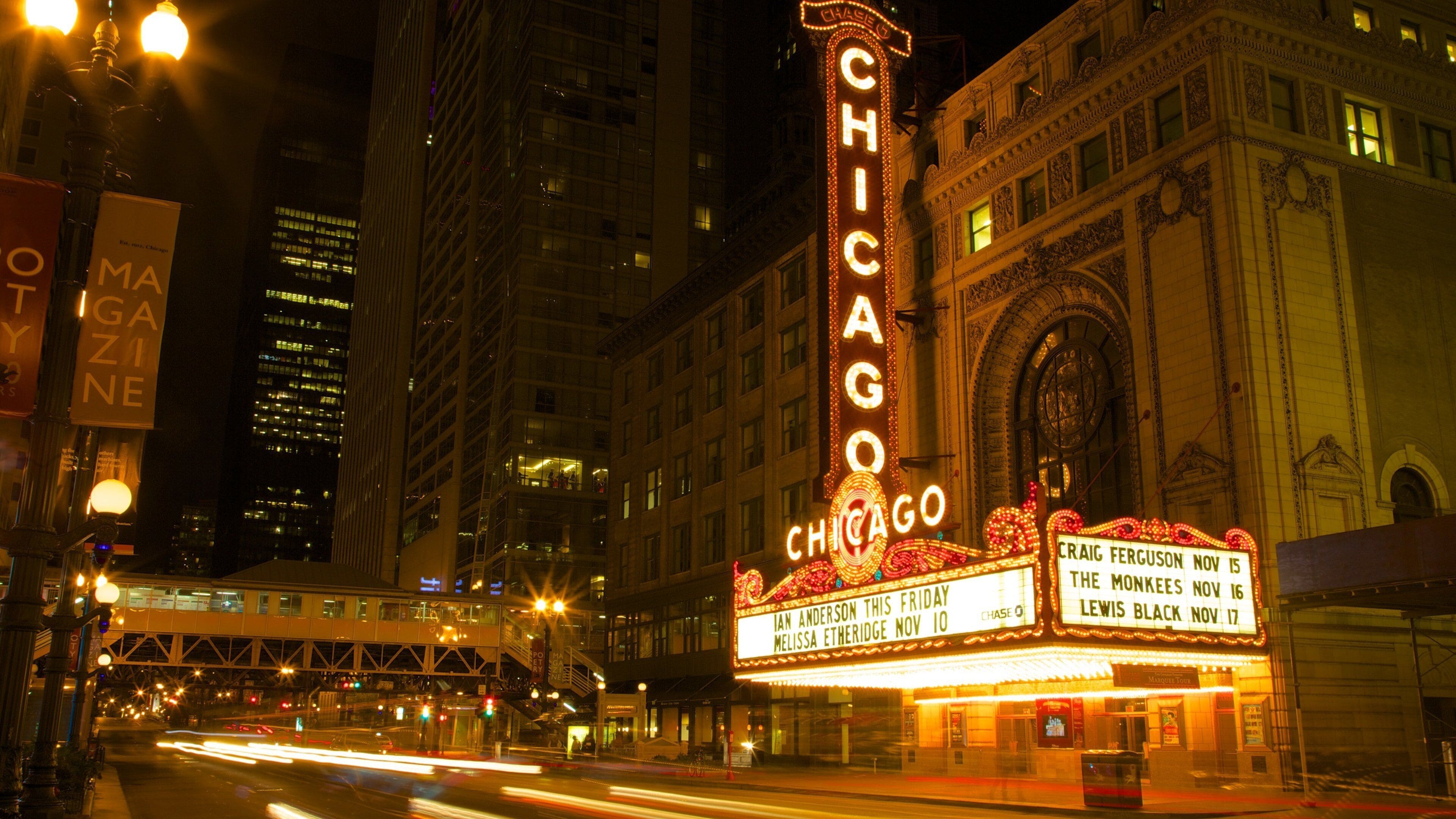 Chicago caracterizando uma cidade, cenas de rua e cenas noturnas
