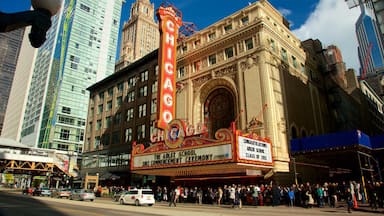 Chicago which includes signage, a city and heritage elements