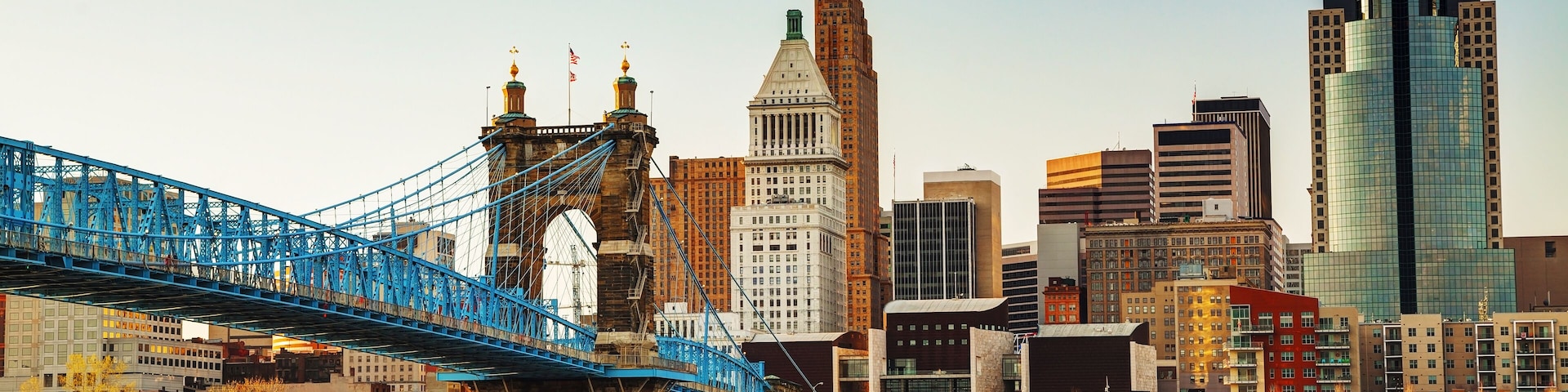 Cincinnati downtown overview in the evening