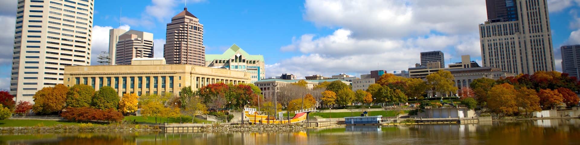 Columbus which includes a pond, a park and a city