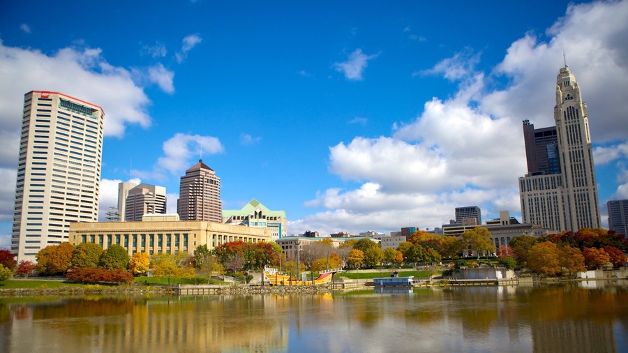 Columbus which includes a pond, a park and a city