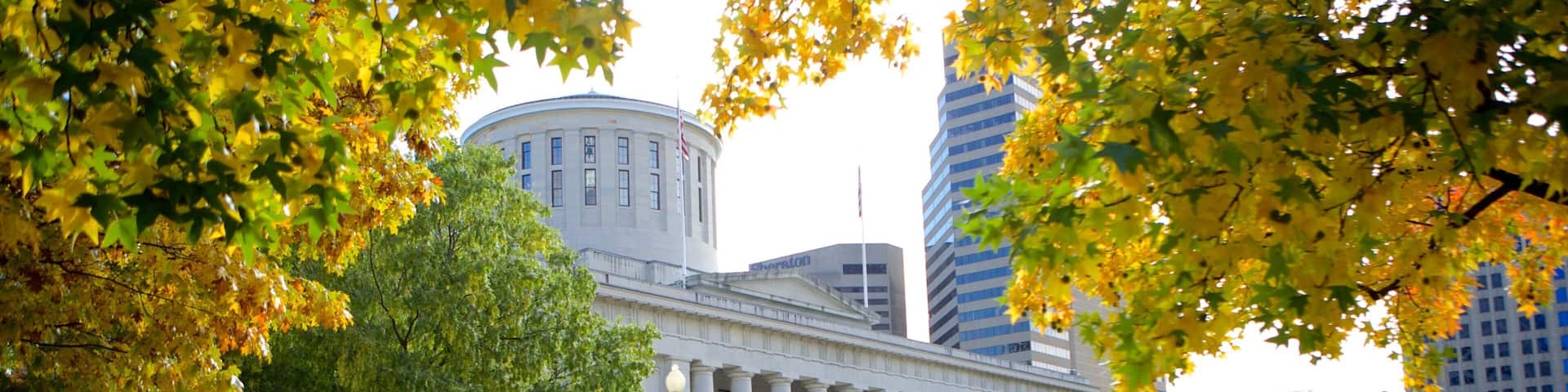 United States of America featuring an administrative buidling, a city and a garden