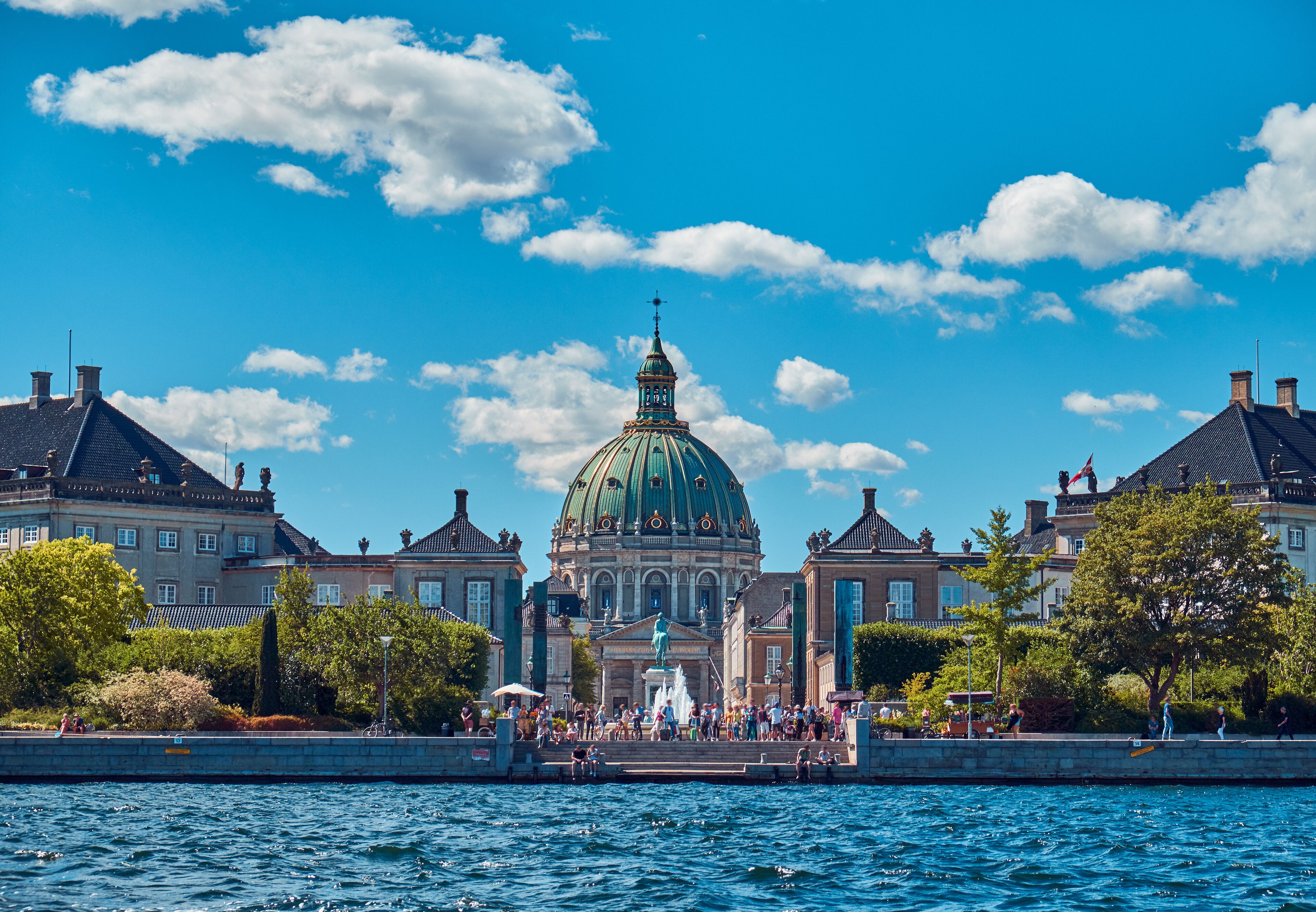 Amalienborg  is the home of the Danish royal family. Copenhagen, Denmark.