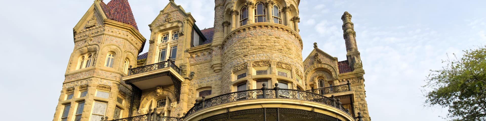 The Queen Anne style architecture of Bishops Palace on Galveston Island, Texas.