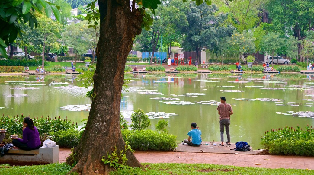 Jakarta som viser en have og en dam