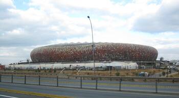Soccer City Stadium in Johannesburg in the daytime. Looks even neater in the night with lights on.