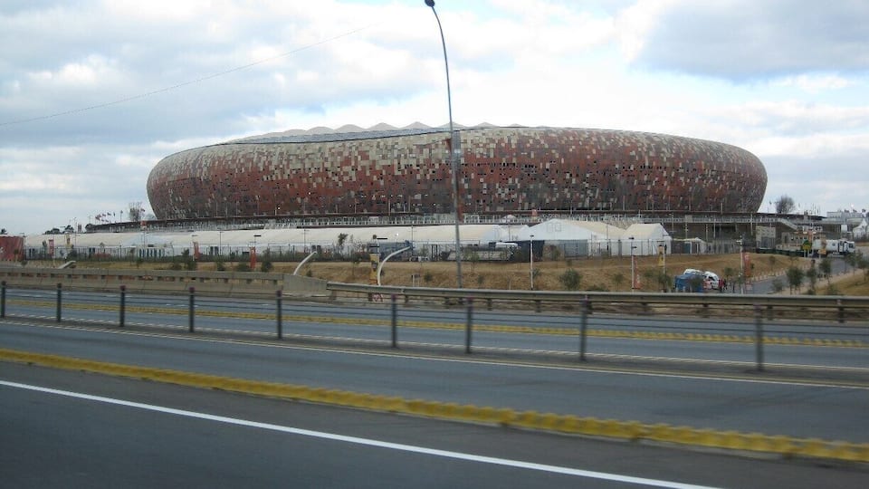 Soccer City Stadium in Johannesburg in the daytime. Looks even neater in the night with lights on.