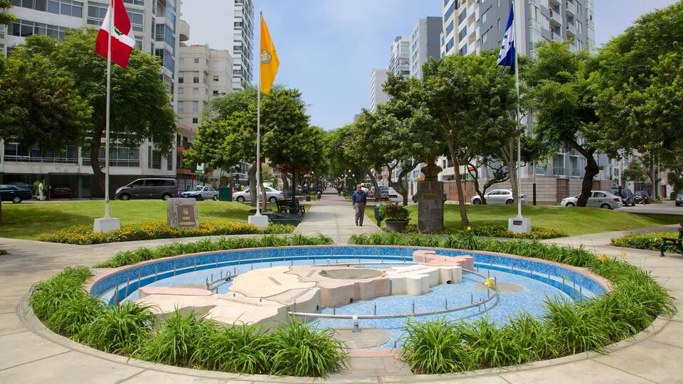 Lima showing a city, a garden and a fountain