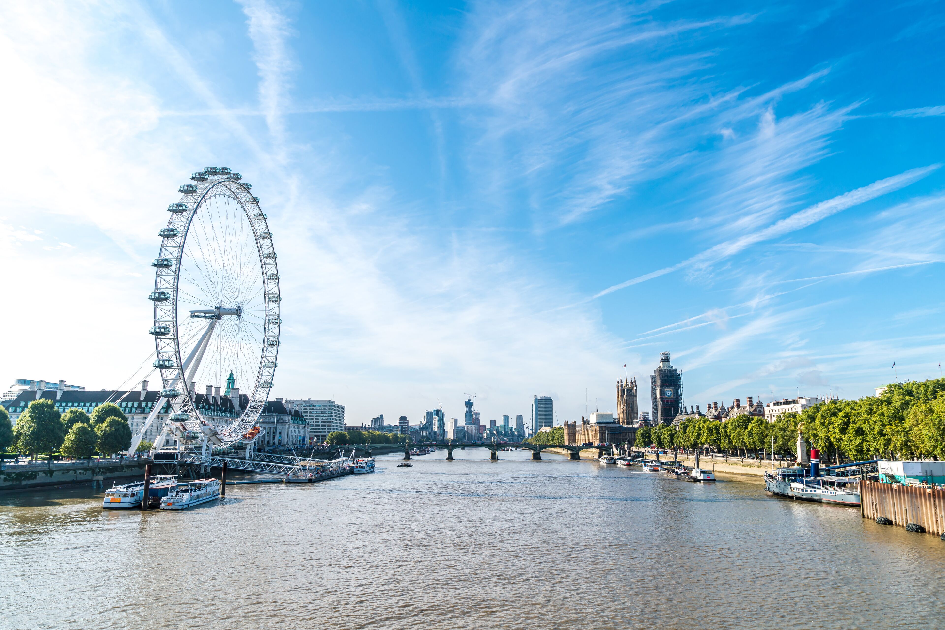 Big Ben and Westminster Bridge in London, UK