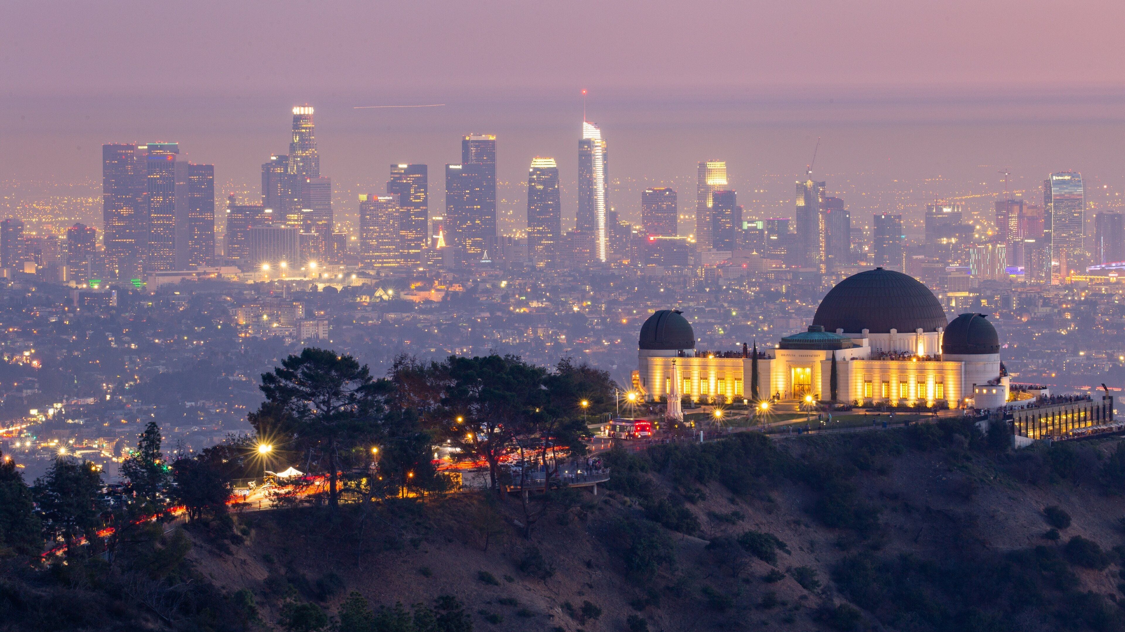 Los Angeles featuring night scenes, landscape views and a city