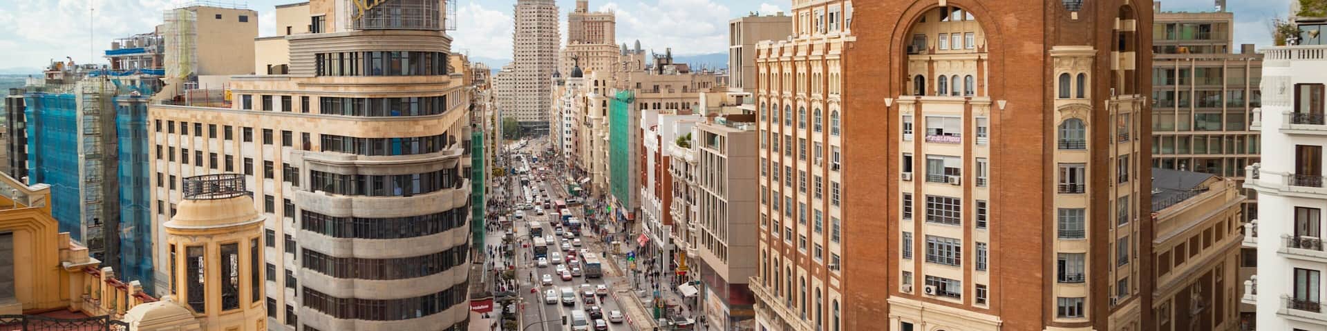 Madrid which includes a city, signage and landscape views