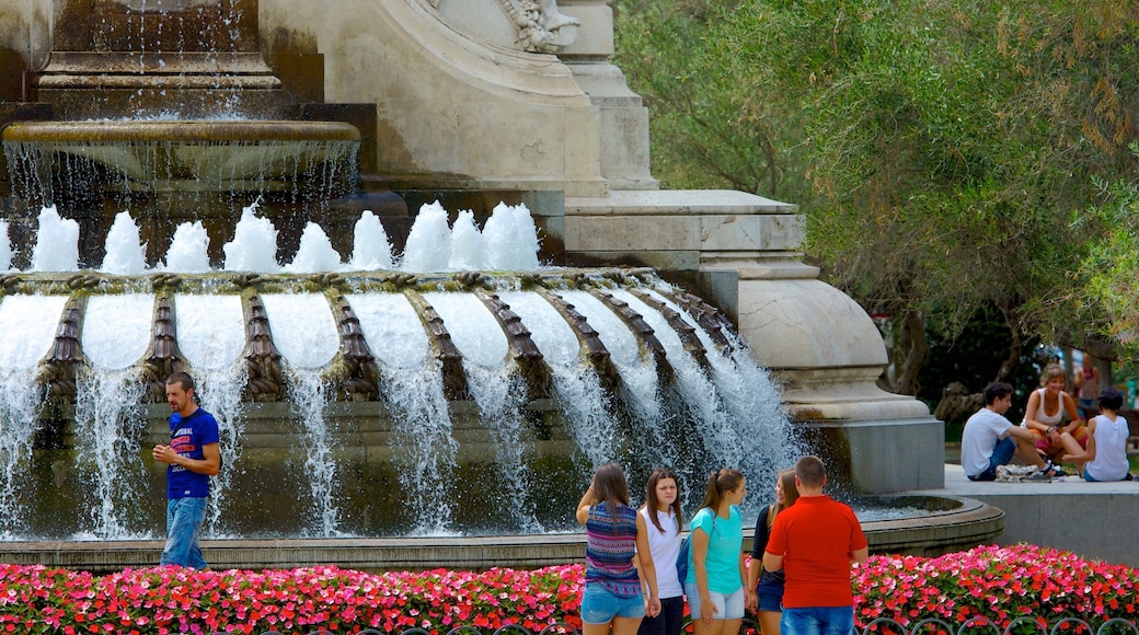Plaza de Espana showing flowers, a fountain and a square or plaza