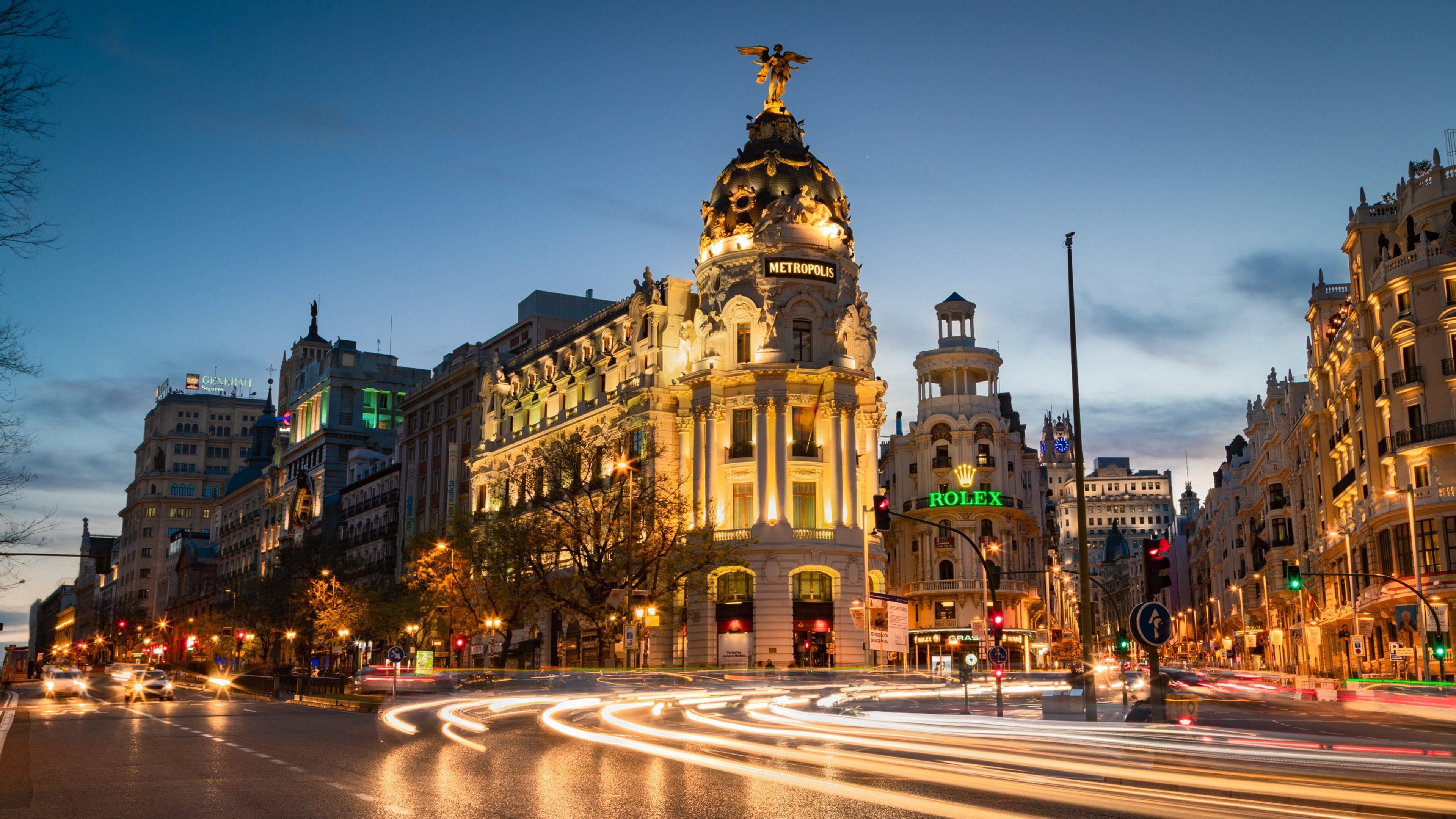 Madrid featuring night scenes, heritage architecture and a city