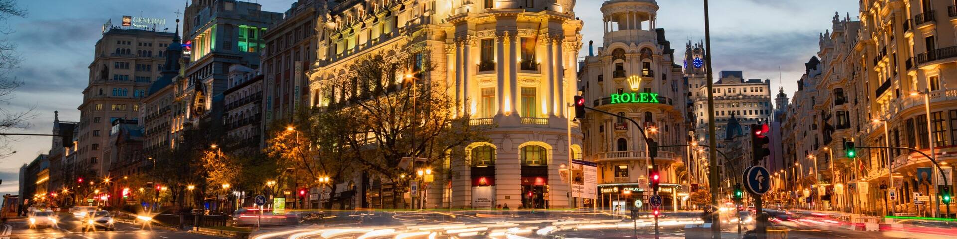 Madrid featuring night scenes, heritage architecture and a city