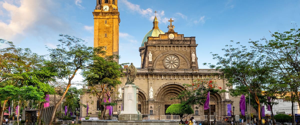 Facade of Manila Cathedral, Manila, Philippines; Shutterstock ID 1371218546; Purchase Order: SP-2024; Order Number: SP-2024 Hotels.com Go Guides; Client/Licensee: Hotels.com; Other: Lee Ban Twan