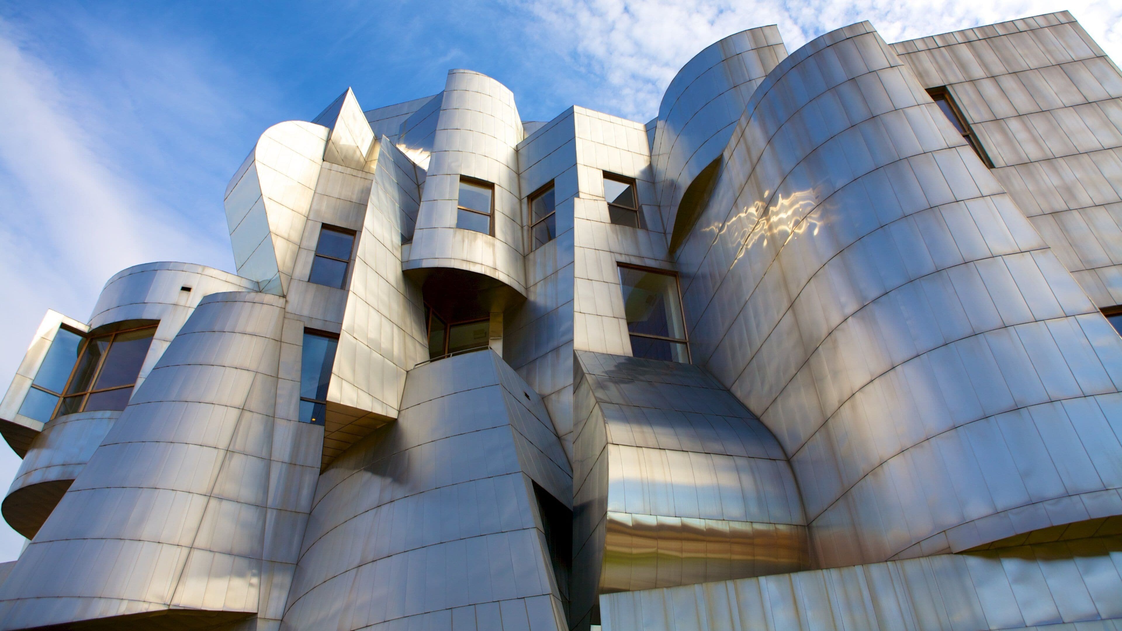 Modern architecture showcases unique design in Minneapolis - St. Paul area under bright blue skies