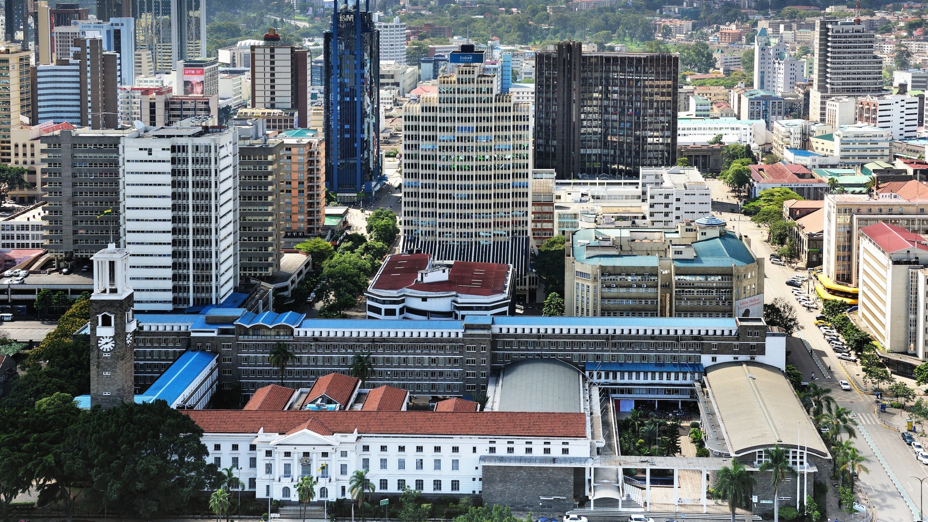 Vibrant cityscape of Nairobi showcasing modern architecture and historical buildings in Kenya