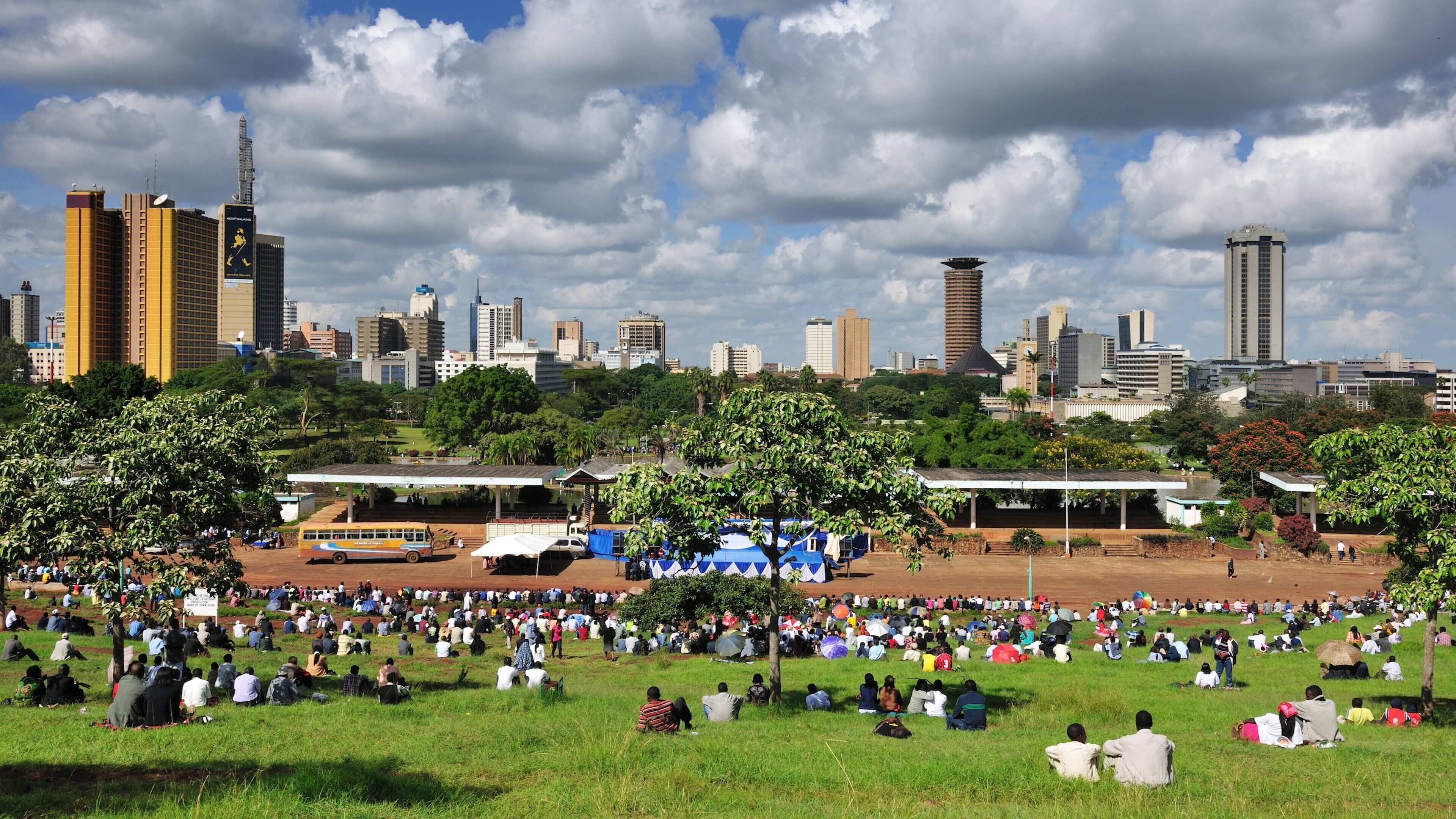 Nairobi which includes picnicking, a city and a high-rise building