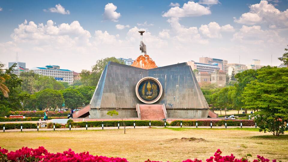 Nyayo Monument in central park, Nairobi, Kenya, Africa.