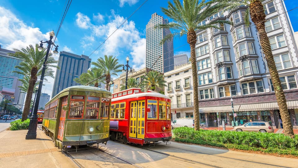 New Orleans, Louisiana, USA street cars.