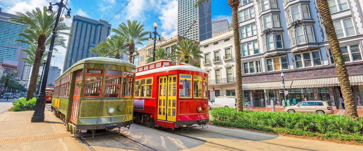 New Orleans, Louisiana, USA street cars.