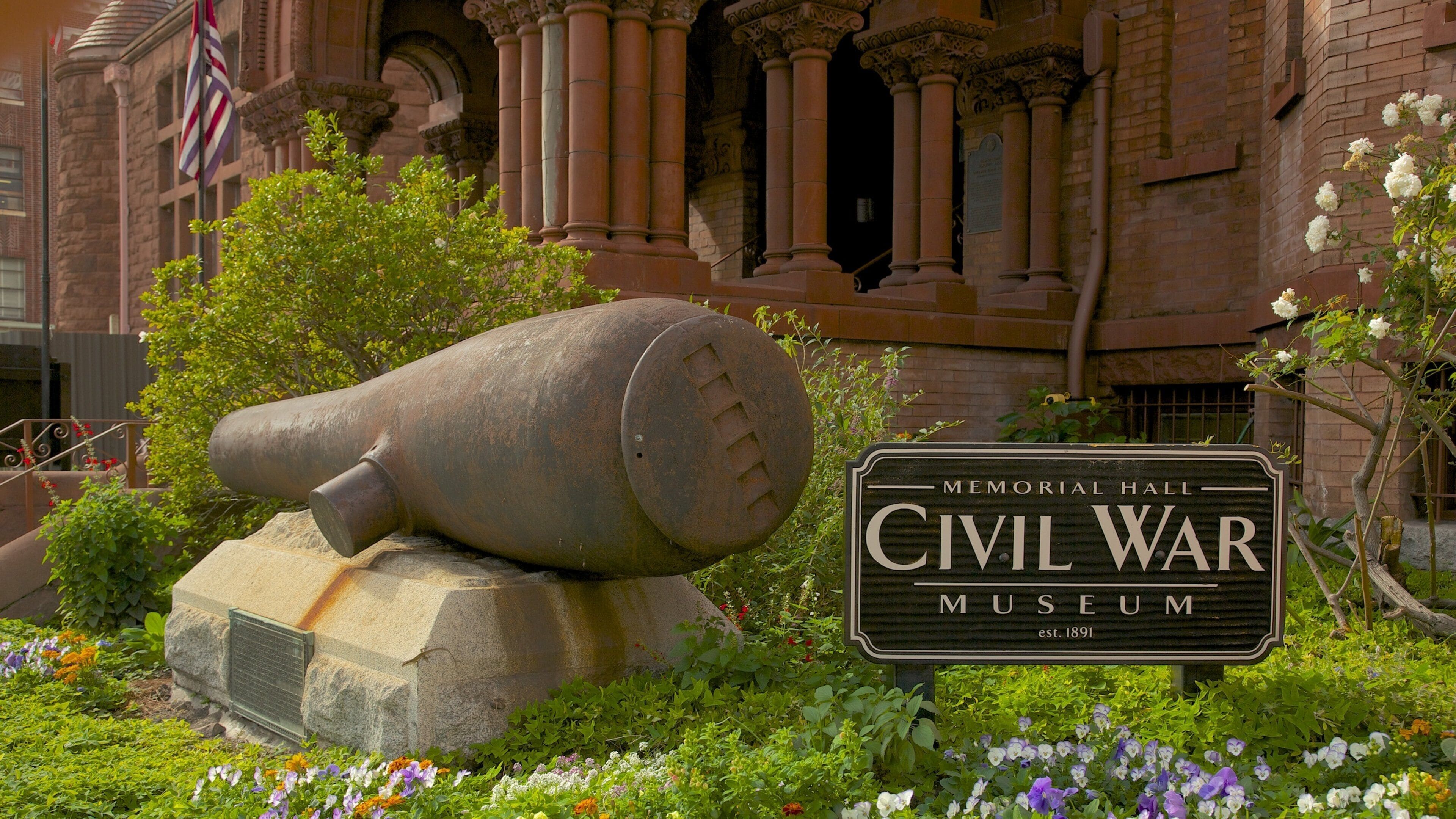 Louisiana som omfatter skiltning og militærgenstande