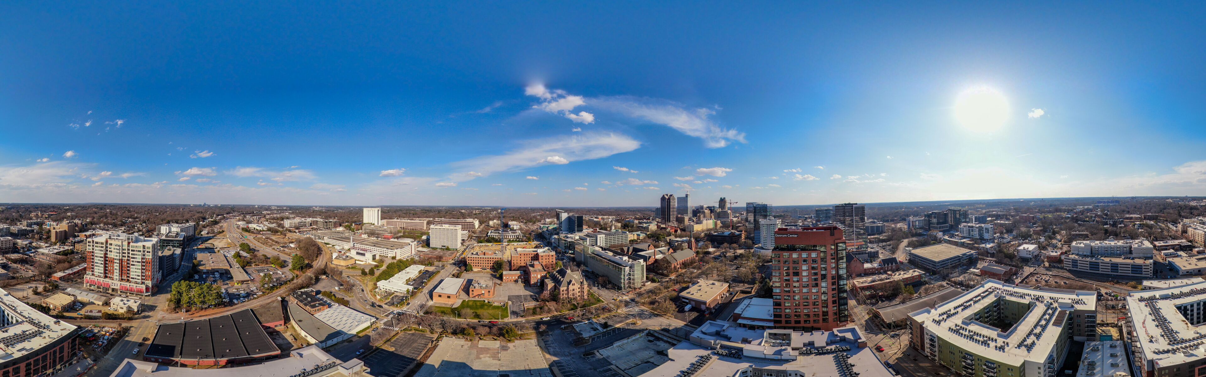 Sunny Afternoon Drone Images of Downtown Raleigh North Carolina: Architecture, Travel, Cityscape