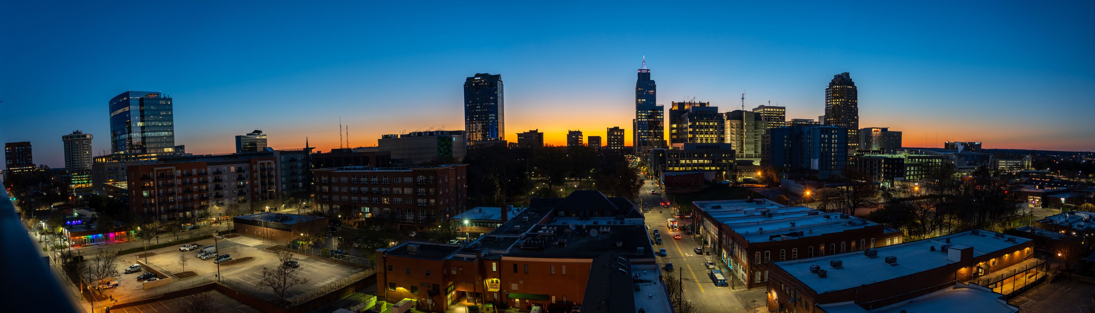 Panoramic View of Downtown Raleigh During Early Sunrise