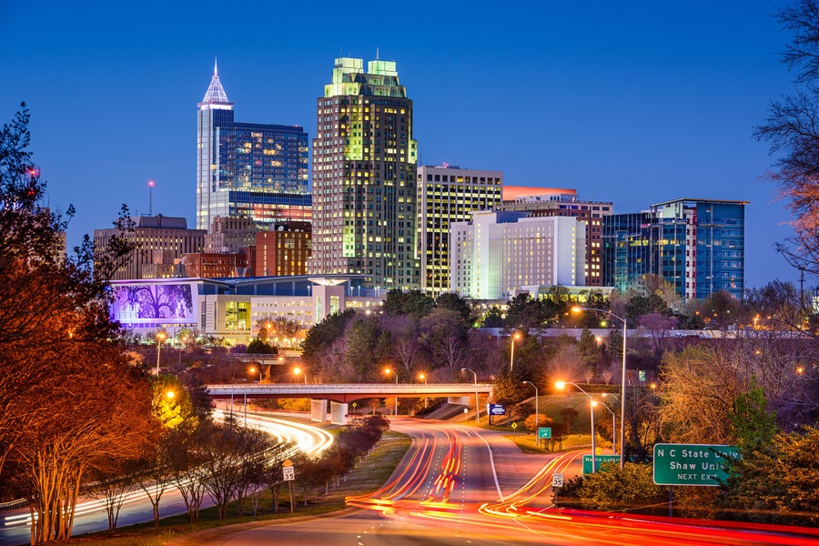 Raleigh, North Carolina, USA downtown city skyline.