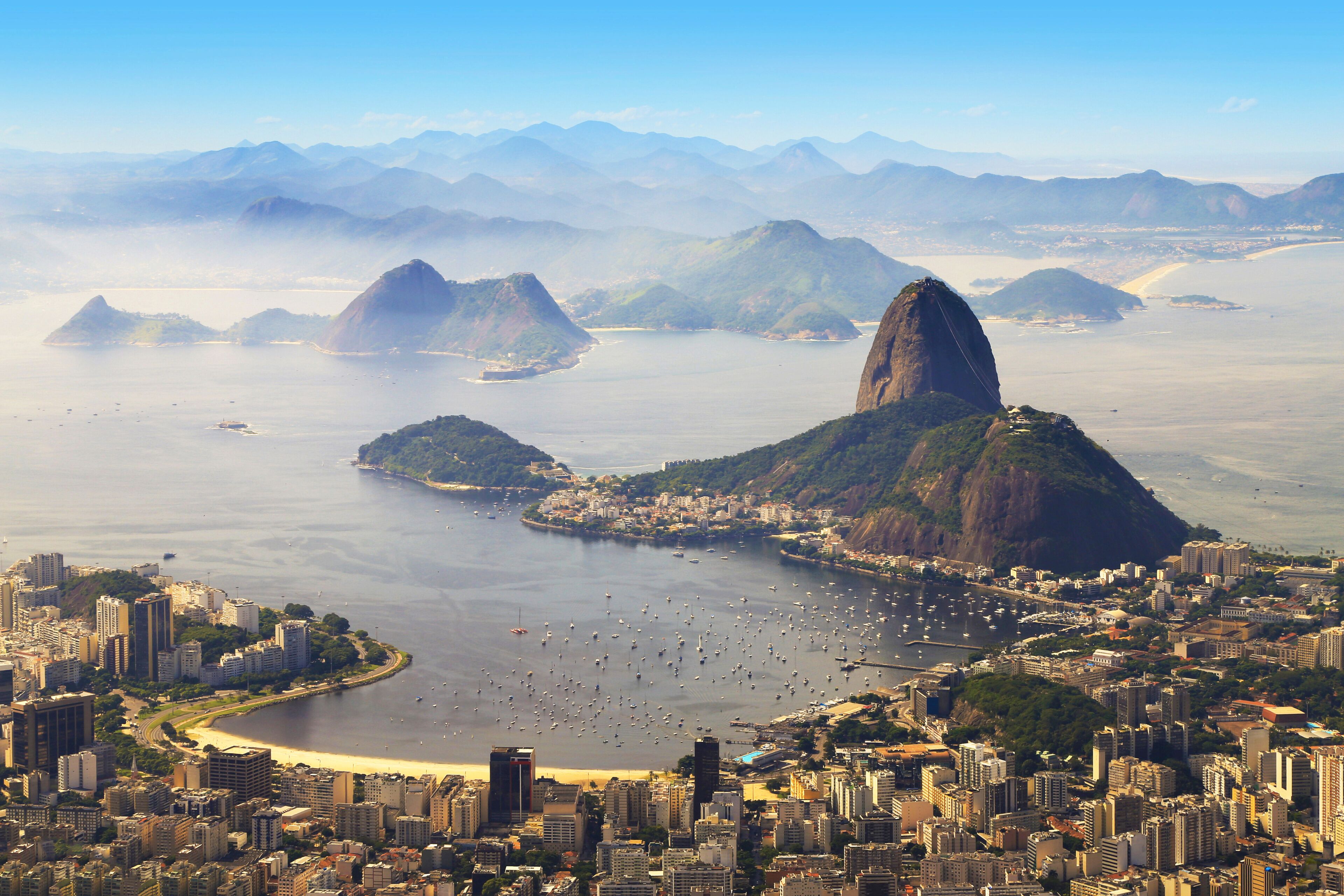 Rio de Janeiro, Brazil. Sugar Loaf and Botafogo beach viewed from Corcovado. Rio de Janeiro is the 2016 summer olympic games hosting city.