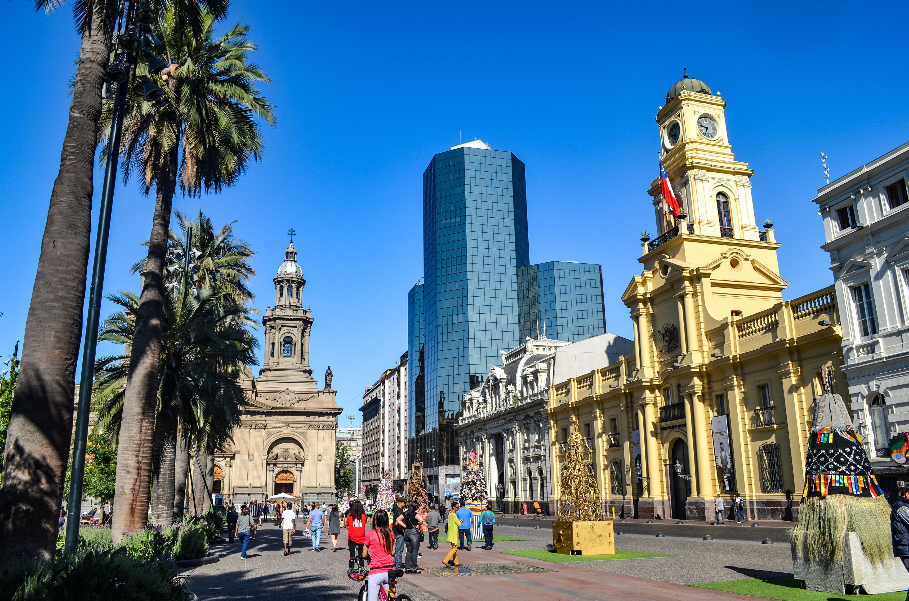Historic buildings in the Plaza de Armas, Santiago, Chile