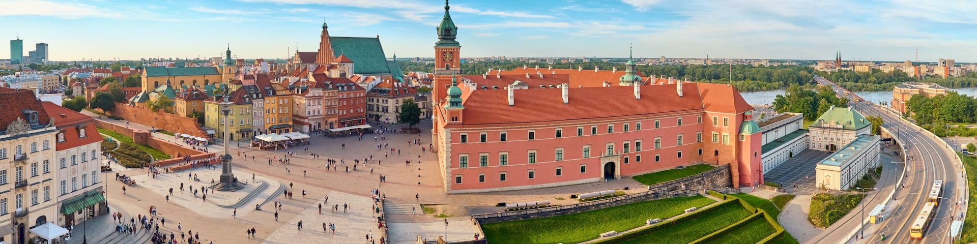 Aerial view of old town in Warsaw, Poland