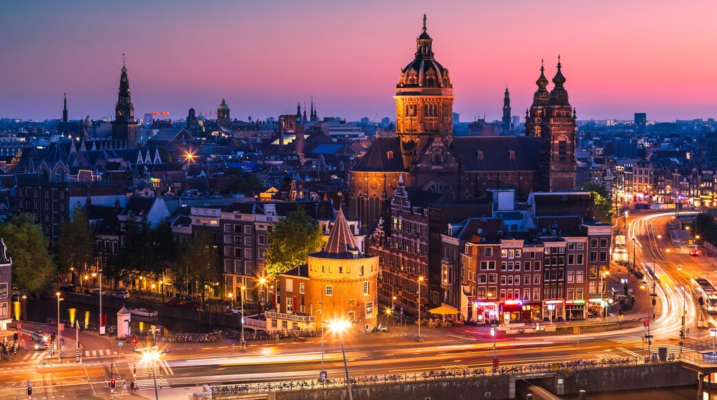 Amsterdam skyline shortly after sunset (the Netherlands)